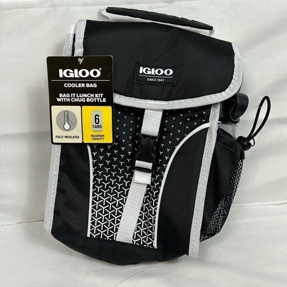 IGLOO Cooler Lunch Bag and Free Chug Bottle Insulated Top Handle Carrier Snap - Picture 2 of 10